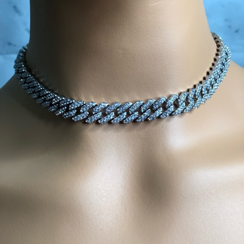 16in silver cuban choker, men cuban cuban choker